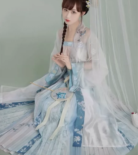 七月夕 绿悦 宋制褙子仿宋抹吊带百褶裙三件...