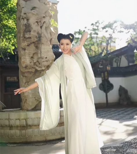 绿色直裾汉服女 魏晋风夏季改良广袖流仙裙飘...