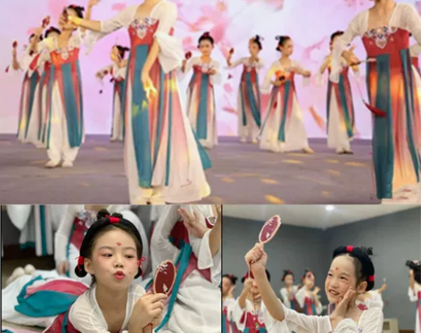 抖音同款桃花妆舞蹈服女童巧悦梳妆复古手镜道...