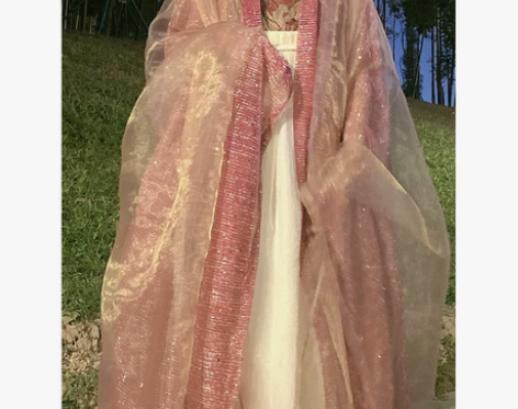 原创粉色汉服女款古装诃子裙大袖衫唐制齐胸襦...