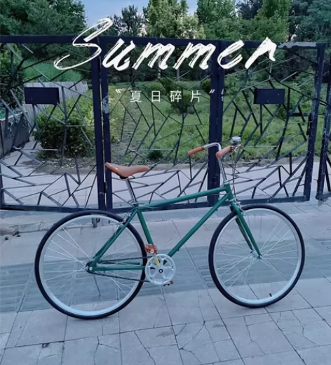 贝贝小众笃家原创设计 刺绣自行车图案 真丝...