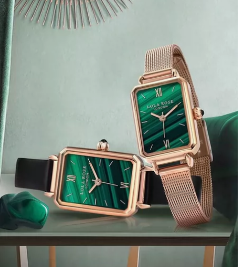 罗拉lolarose小绿表手表女方形腕表女...