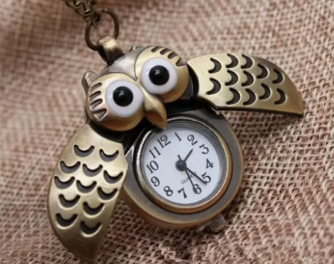 复古怀表项链男女学生手表防水创意迷你猫头鹰...