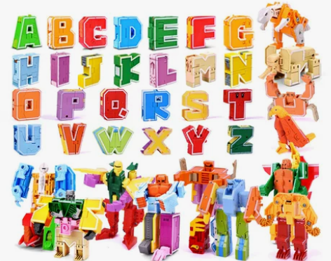 26个英文字母变形玩具变身金刚恐龙汽车数字...