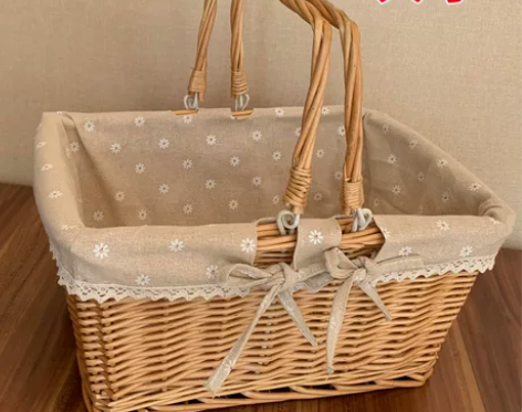 柳编收纳篮花篮购物篮子藤编水果篮手提篮菜蓝...