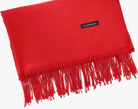 大红色围巾韩版少女年会百搭冬刺绣学生保暖