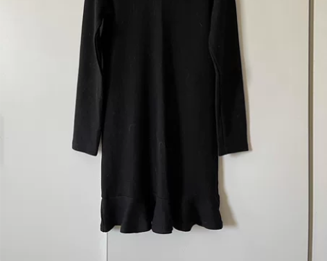 日系显瘦学院风V领修身包臀荷叶边连衣裙学生...