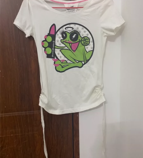小码可爱小蛙蛙短袖抽绳款 白色默认瑕疵全新...
