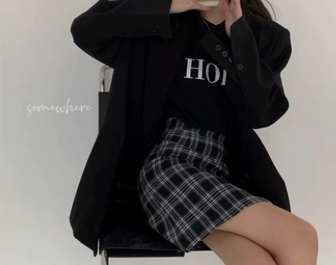 格子半身裙女秋冬韩版高腰A字裙防走光短裙学...