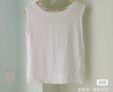 SUNCOO 法式 无袖 T恤 圆领  一...