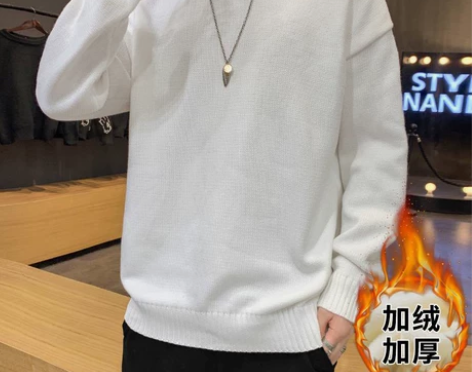 男士毛衣秋冬季韩版潮流个性宽松半高领加绒加...