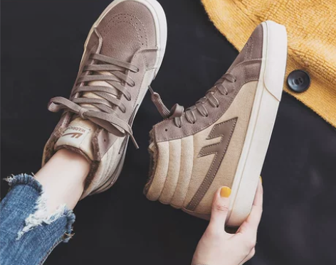 回力女鞋加绒帆布鞋女高帮2020秋冬季新款...