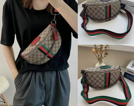 2022冬新款女包韩版时尚胸包腰包百搭链条...