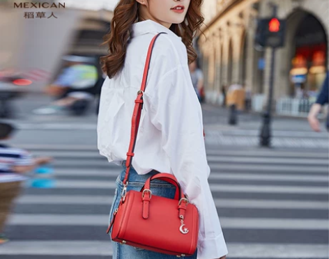 稻草人手提包女2019新款韩版简约OL单肩...