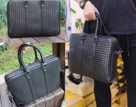 手提包真皮包包编织羊皮男士横款真皮商务男包...