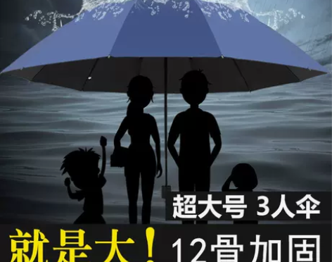 十二骨超大号雨伞折叠男女商务三人睛雨两用加...