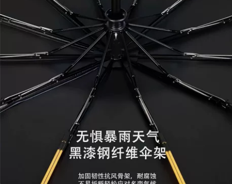 [全新]24骨全自动晴雨两用男女学生黑胶折...