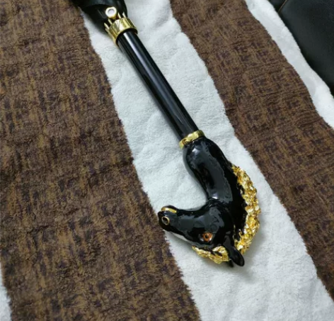 意大利pasotti雨伞男黑色暗纹商务马头...