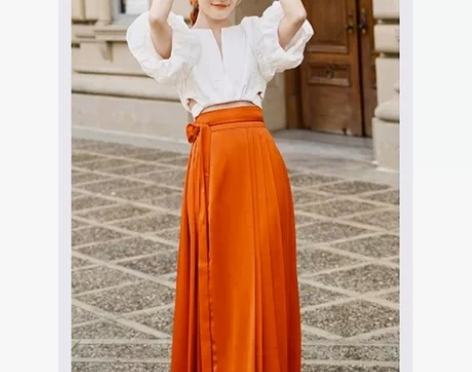 徐娇同款上衣橘色国风汉服改良马面裙女套装