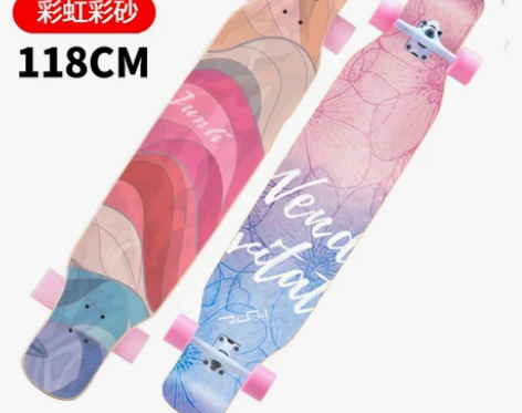 抖音滑板成人女生韩国四轮公路专业板刷街双翘...