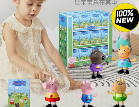 正版新品小猪佩奇盲盒公仔男女孩桌面摆件玩偶...