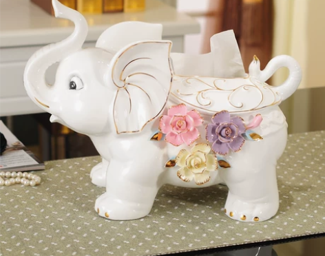 家居大象装饰纸巾盒客厅茶几摆设现代简约创意...