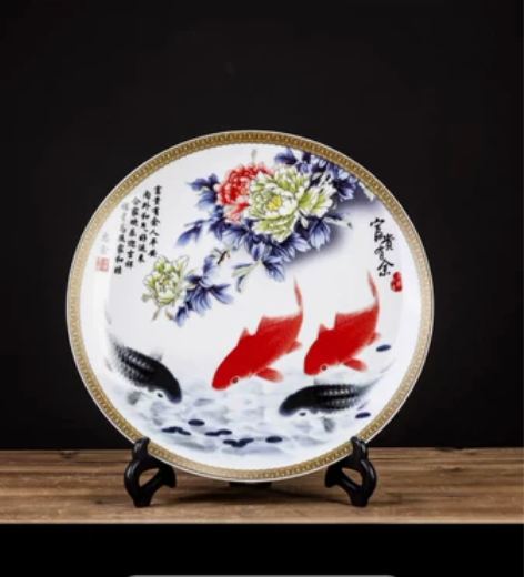 景德镇中式陶瓷装饰挂盘摆件 家居客厅酒柜装饰品富贵有鱼。 品... 景德镇中式陶瓷装饰挂盘摆件 家居客厅酒柜装饰品富贵有鱼。 品...