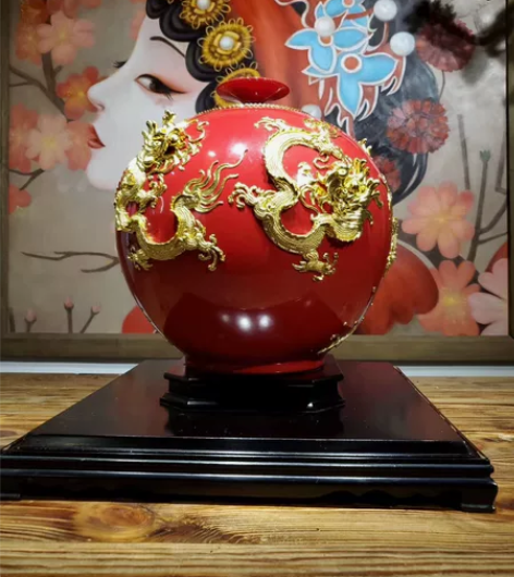 德化漆线雕16??16公分中国红 中国红漆...