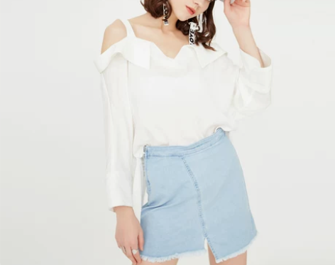 【专区满减】ONLY2017夏新毛边开叉牛...