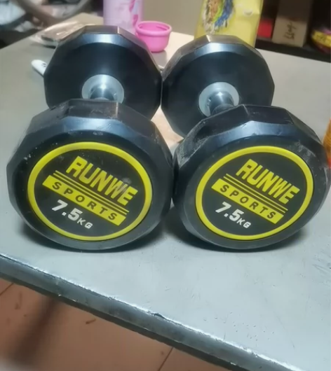 纯钢全铁固定哑铃男士家用健身器材7.5KG...