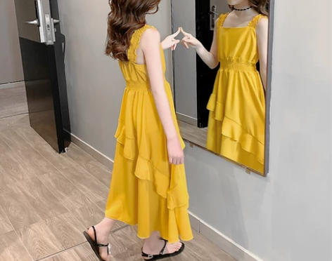 女童雪纺连衣裙夏装2022新款儿童吊带裙子...