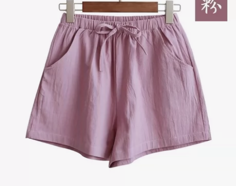 棉麻休闲短裤女大码阔腿裤居家沙滩热裤夏季宽...
