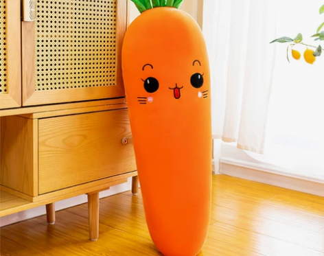 胡萝卜抱枕长条枕夏季布娃娃超软可拆洗毛绒玩...