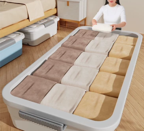 床底收纳箱塑料特大号带盖加厚装衣服被子储物...