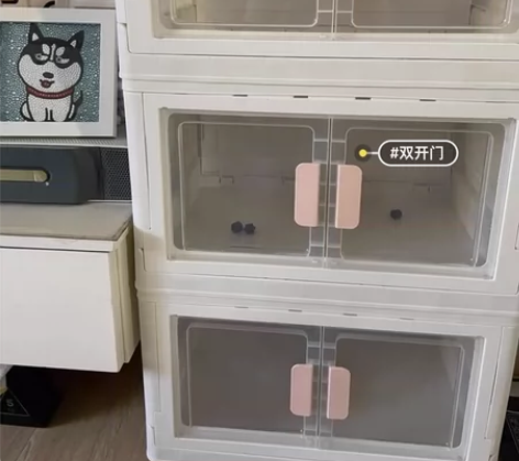 便宜处理免安装透明双开门折叠箱收纳柜子塑料...
