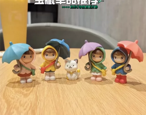 清货~5个包邮!卡通桌面撑雨伞人物小摆件i...