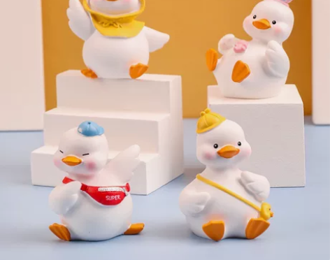 可爱MOMO鸭树脂摆件卡通小黄鸭儿童学生礼...