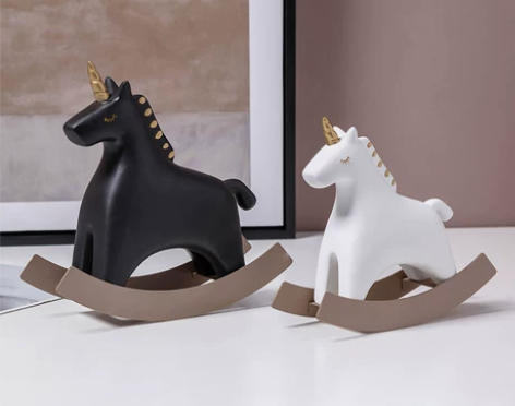 北欧风格个性创意独角兽动物家居饰品客厅办公...