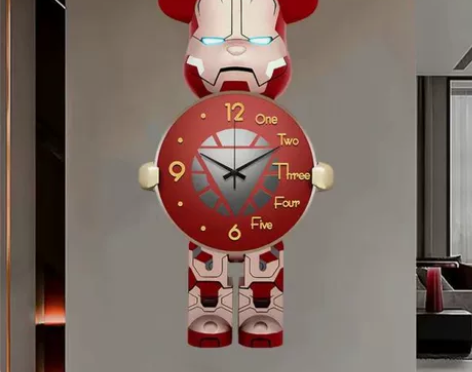 网红暴力熊钟表挂钟客厅餐厅表挂墙简约现代家...