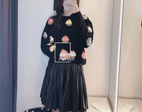 冬天配毛衣高腰百褶裙a字裙短裙女仿皮裙半身...