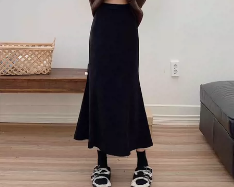 针织a字半身裙女秋冬季2022新款鱼尾裙子...