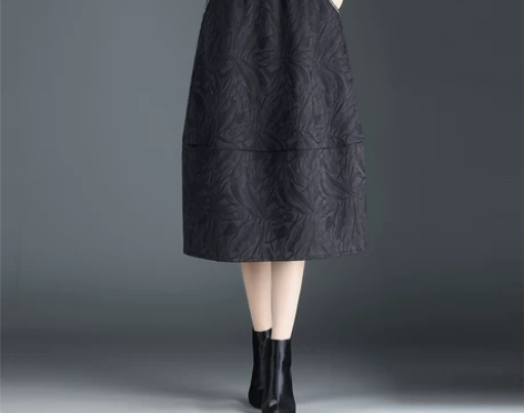 裙子女2022 年黑色提花半裙灯笼 半身裙