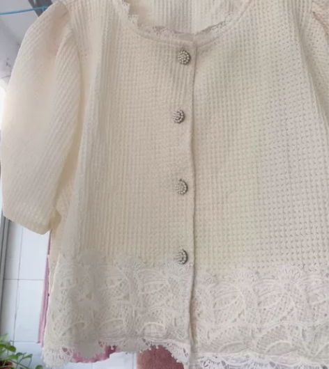 夏小香风上衣开衫圆领花边公主风清新百搭显瘦...