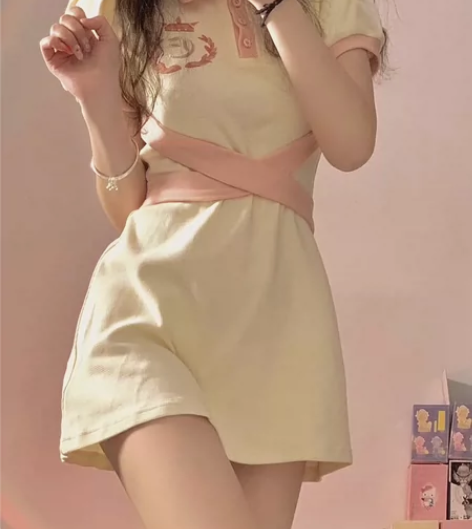 学院风奶fufu辣妹衬衫裙子女夏2022新...