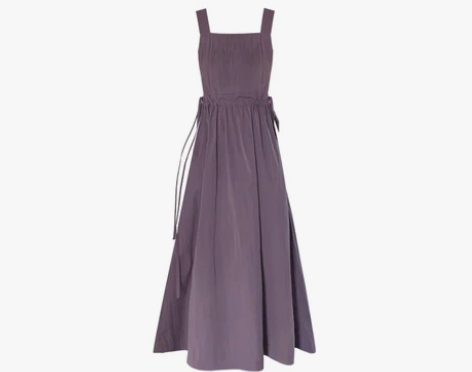 HANSINA学院风日系文艺压褶紫色吊带连...