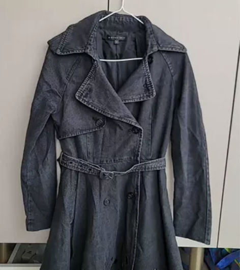 圣迪奥S?DEER牛仔风衣 S码 灰黑色 ...