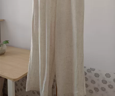 韩国购入，米白色棉麻阔腿裤，版型好，干爽透...